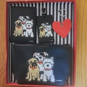 Marc Tetro Pug, Westie, Bulldog Makeup Bag, Luggage Tag, Passport, Keychain Set